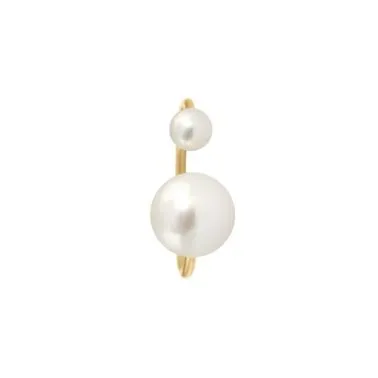 Claverin Hanging one earring in yellow gold and white pearls 12 mm
