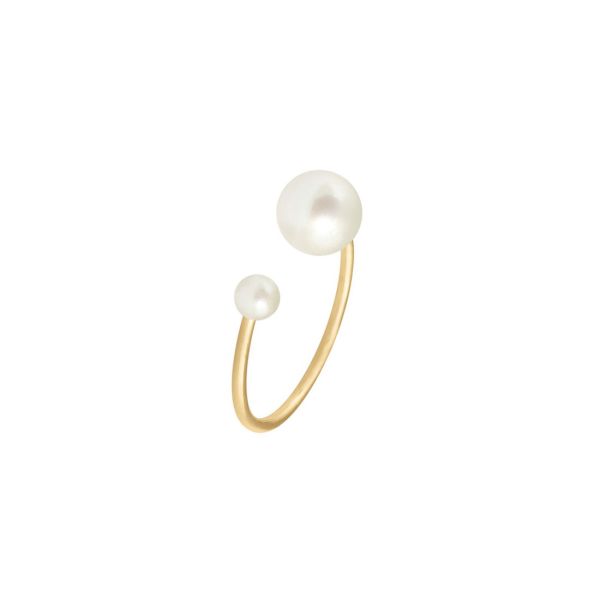 Claverin Hanging one ring in yellow gold and white pearls