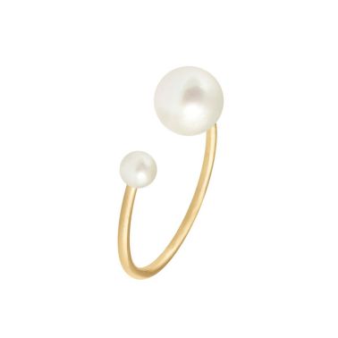 Bague Claverin Hanging one en or jaune et perles blanches