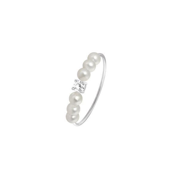 Claverin Fresh Princess Diamond ring in white gold, diamond and white pearls