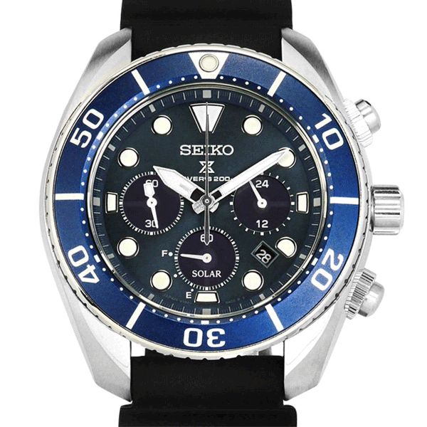 Montre Seiko Prospex Diver's quartz cadran bleu bracelet silicone noir 44,5  mm