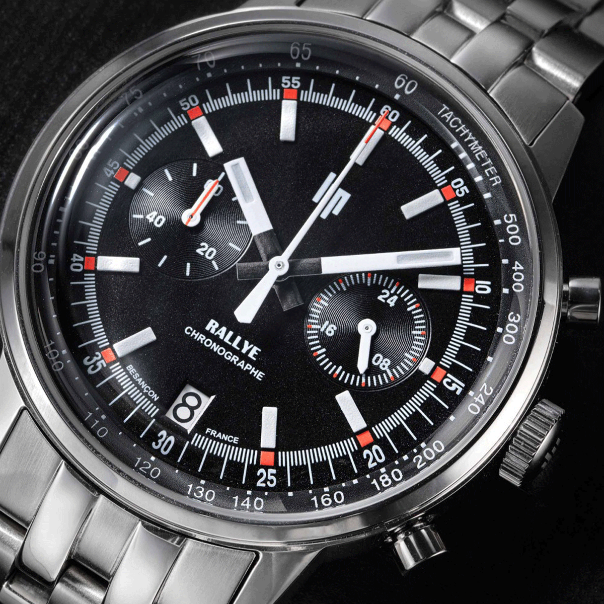 Montre Lip Rallye Chrono méca-quartz cadran noir 41 mm 671817 - Lepage