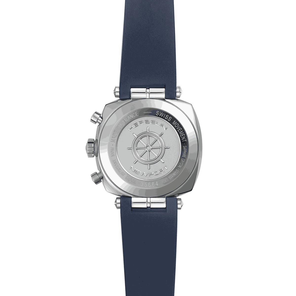 Montre Michel Herbelin Newport Héritage Chrono quartz cadran bleu bracelet caoutchouc bleu 42 mm