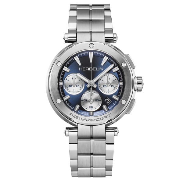 Herbelin Newport Chronograph automatic blue dial steel bracelet 43,5 mm