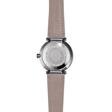 Michel Herbelin Newport Slim quartz white mother of pearl dial blue leather strap 32 mm
