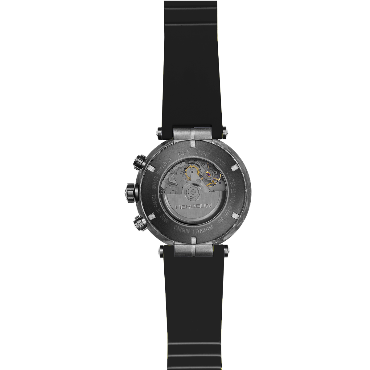 Montre Herbelin Newport Carbon Titane automatique cadran noir bracelet caoutchouc noir 46,5 mm