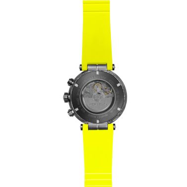 Montre Herbelin Newport Carbon Titane automatique cadran noir bracelet caoutchouc jaune 46,5 mm