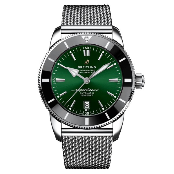 Breitling Superocean Heritage B20 automatic watch green dial steel bracelet 46 mm AB2020121L1A1
