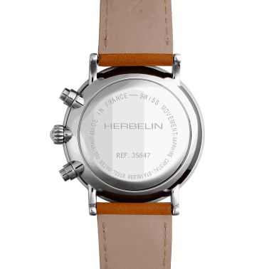 Herbelin Inspiration Chronograph quartz eggshell dial leather strap 40 mm