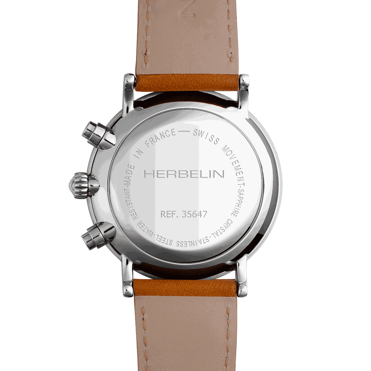Herbelin Inspiration Chronograph quartz eggshell dial leather strap 40 mm