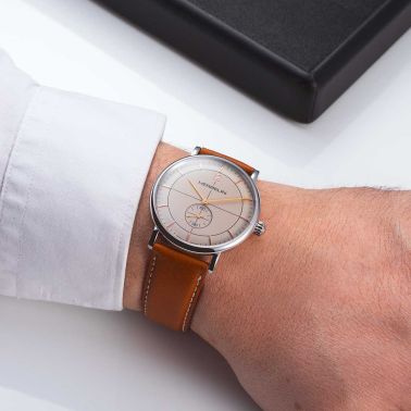 Montre Herbelin Inspiration quartz petite seconde cadran coquille d'oeuf bracelet cuir 40 mm