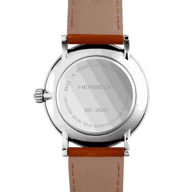 Herbelin Inspiration quartz small seconds eggshell dial leather strap 40 mm