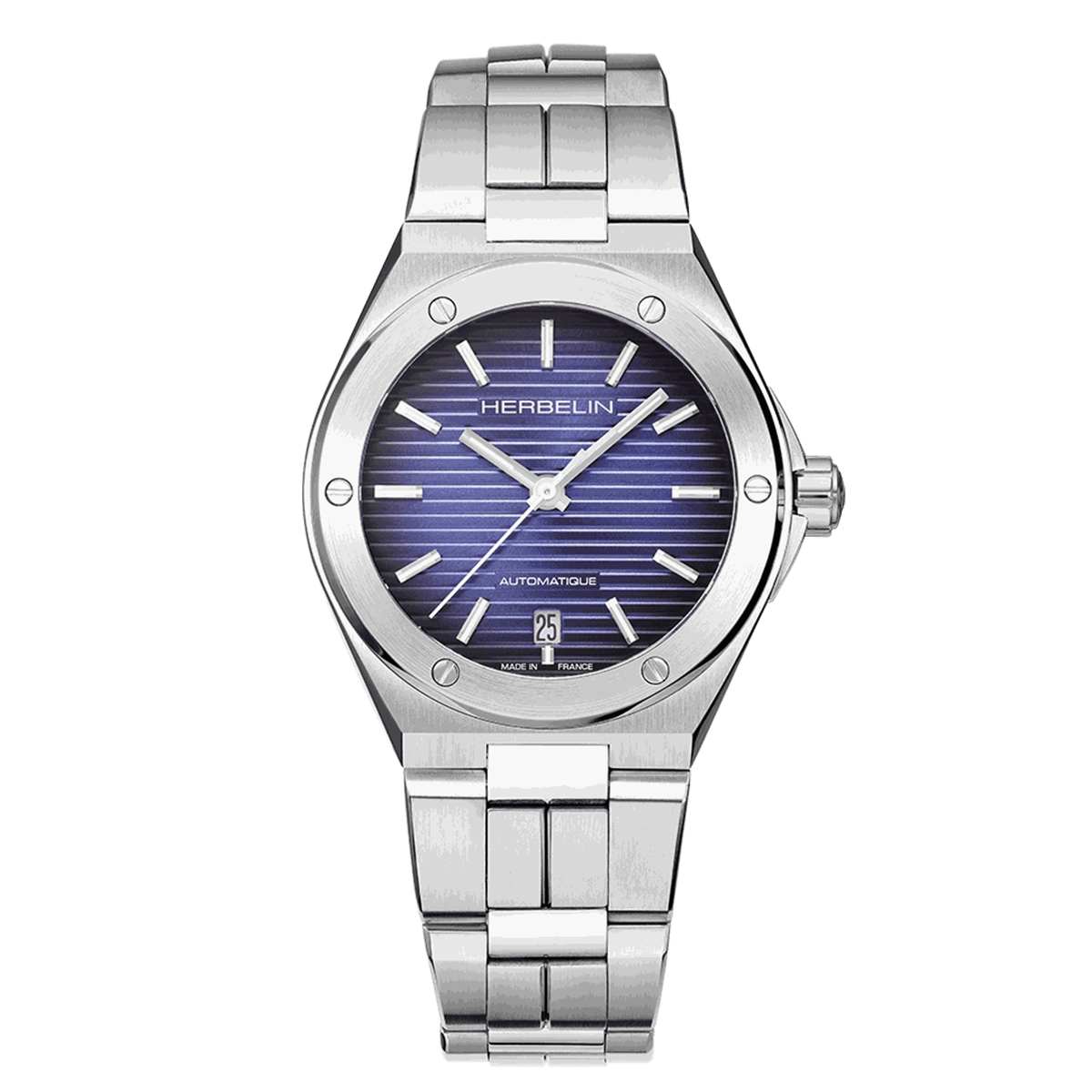 Montre Herbelin Cap Camarat automatique cadran bleu bracelet acier 37 mm