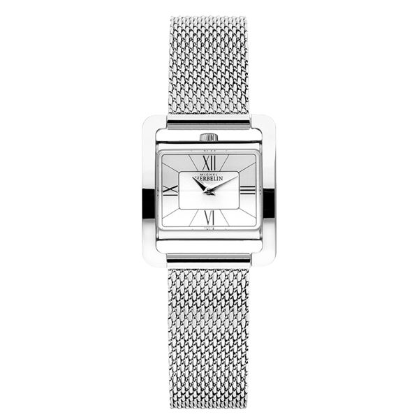 Herbelin V Avenue quartz silver dial Roman numerals stainless steel bracelet Milanese 25,5 x 19 mm