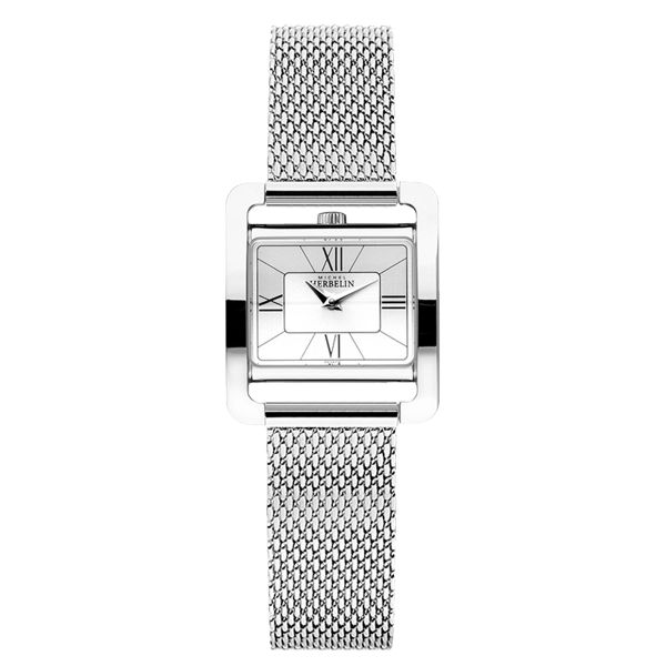 Montre Herbelin V Avenue quartz cadran argent chiffres romains bracelet acier milanais 25,5 x 19 mm