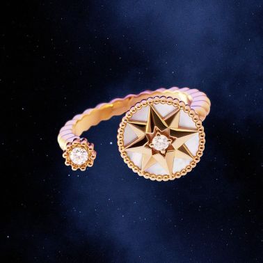 Ring open Dior Rose des Vents in yellow gold mother-of-pearl and diamonds