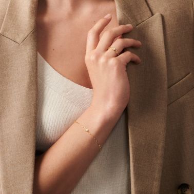 Bracelet Dinh Van Le Cube Diamant en or jaune et diamant sur chaîne