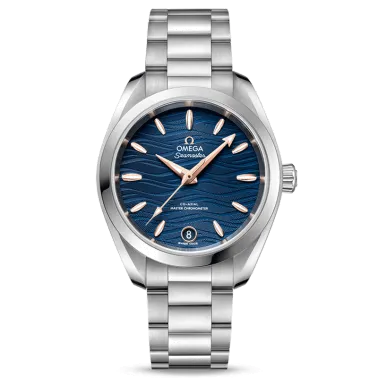 Montre Omega Seamaster Aqua Terra 150m Ladies Co-Axial Master Chronometer cadran bleu bracelet acier 34 mm