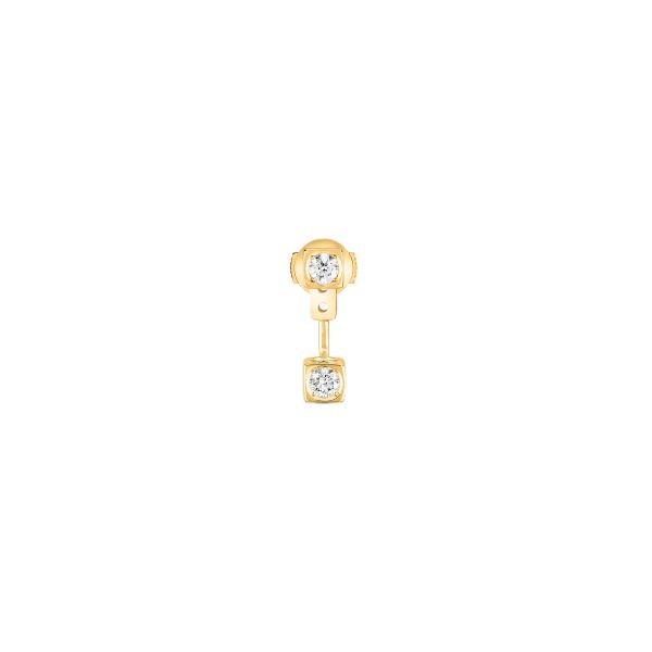 Mono boucle d'oreille dinh van Le Cube Diamant en or jaune et diamants 808121U