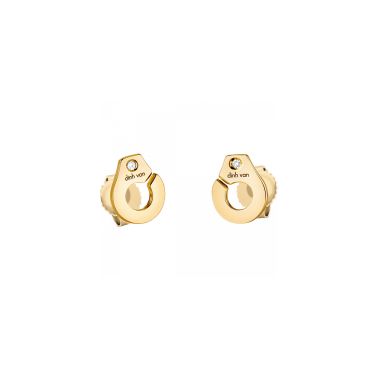 Menottes dinh van R7,5 single earring in yellow gold and diamonds