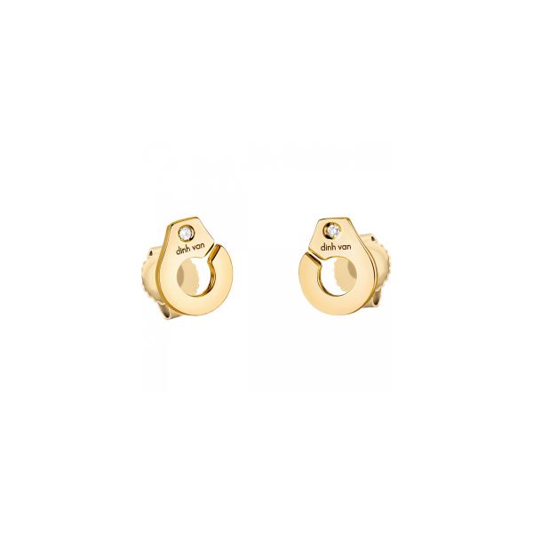 Menottes dinh van R7,5 single earring in yellow gold and diamonds