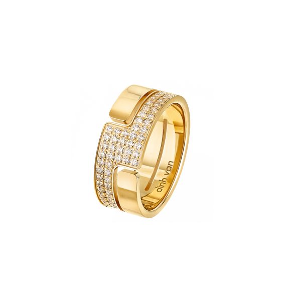 dinh van Seventies medium model ring in yellow gold and diamonds