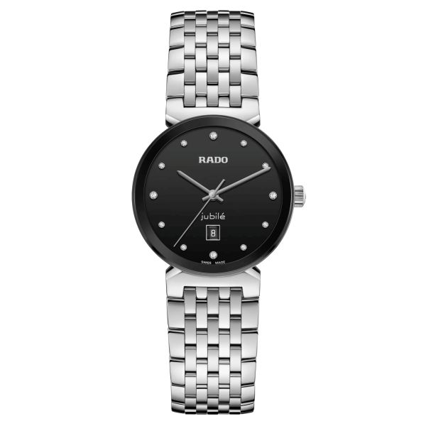 Rado Florence Classic Diamonds quartz watch with diamond markers black dial steel bracelet 30 mm R48913733