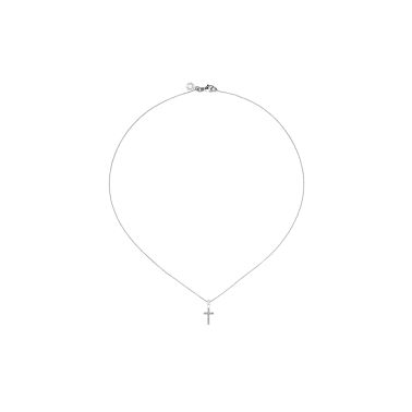 Pendentif Arthus Bertrand Croix fil carré en or blanc et diamants G3611X0000