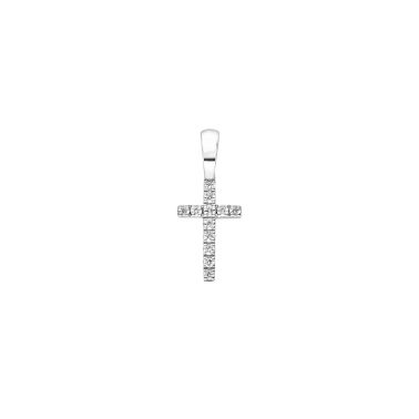Pendentif Arthus Bertrand Croix fil carré en or blanc et diamants G3611X0000