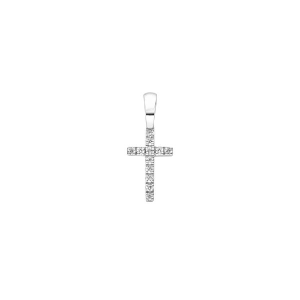 Pendentif Arthus Bertrand Croix fil carré en or blanc et diamants G3611X0000