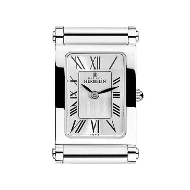 Case Michel Herbelin Antarès quartz silver dial 24 x 19 mm