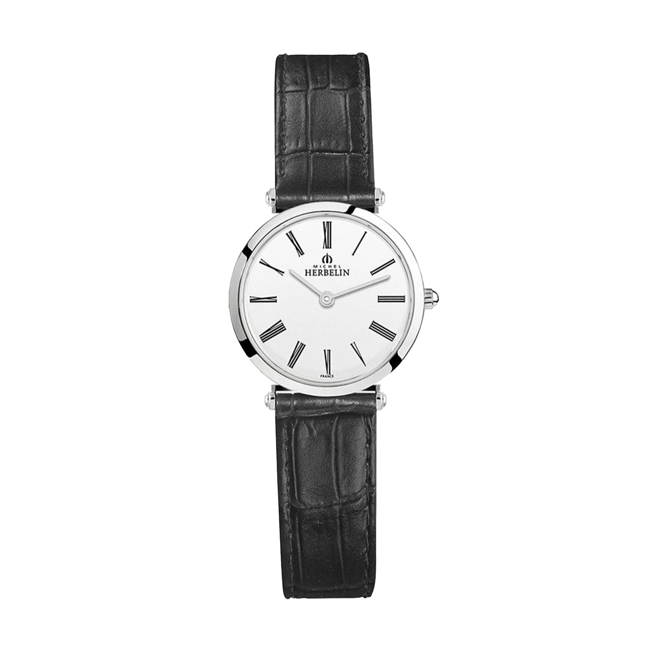Michel Herbelin Epsilon Orologio Uomo Al Quarzo Svizzero: Cassa In Acciaio 38mm, Quadrante Bianco, Cinturino Pelle Effetto Coccodrillo (Modello 19406/01N) - 2