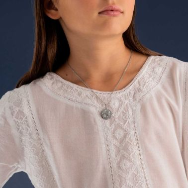 Médaille Arthus Bertrand Vierge Adorazione en or blanc G2078X0000