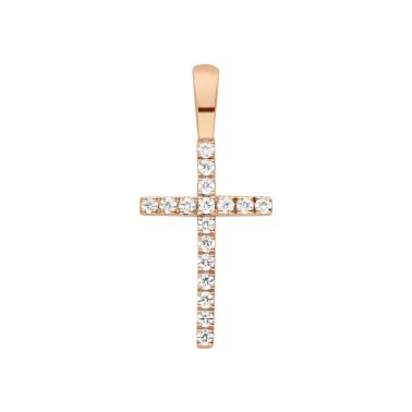 Pendentif Arthus Bertrand Croix fil carré en or rose et diamants R684X00000