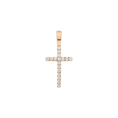 Pendentif Arthus Bertrand Croix fil carré en or rose et diamants R684X00000