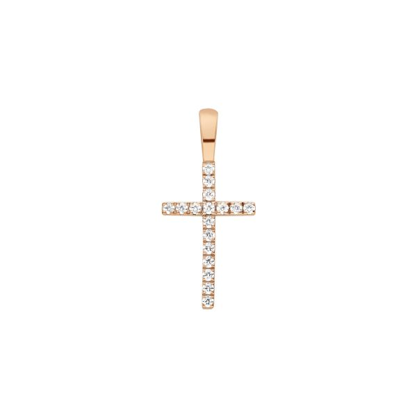 Arthus Bertrand Cross square wire pendant in rose gold and diamonds