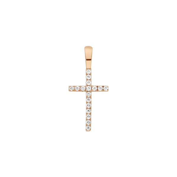 Pendentif Arthus Bertrand Croix fil carré en or rose et diamants R684X00000