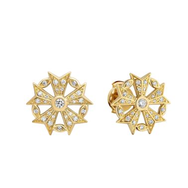 Boucles d'oreilles Arthus Bertrand Puces Gloria Étoilée en or jaune et diamants J9946X0000