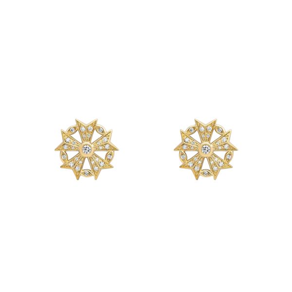 Boucles d'oreilles Arthus Bertrand Puces Gloria Étoilée en or jaune et diamants J9946X0000