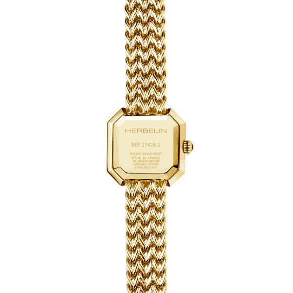 Montre Herbelin Octogone quartz PVD Or Jaune cadran nacré bracelet acier 22,2 mm