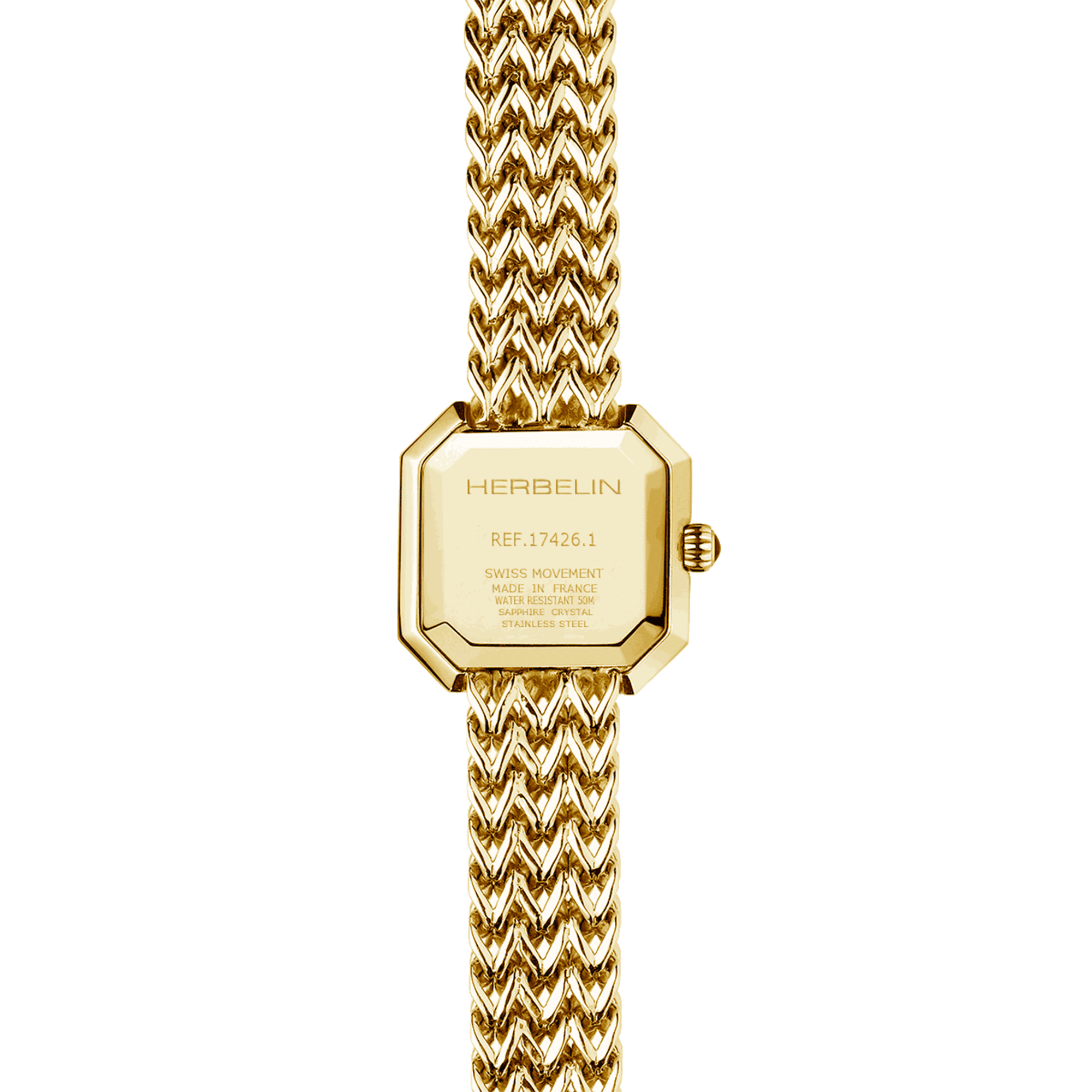 Montre Herbelin Octogone quartz PVD Or Jaune cadran nacré bracelet acier 22,2 mm