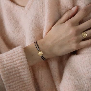 Cord bracelet A.Augis The Love Medal L'Originale in yellow gold