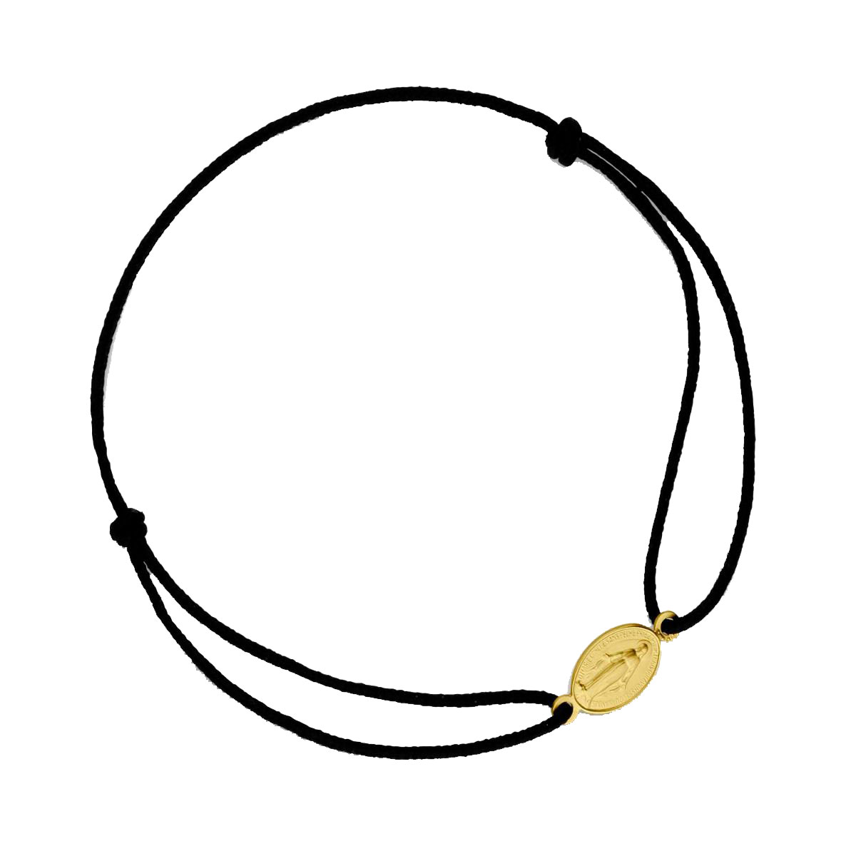Cord bracelet A.Augis Miraculous Medal in yellow gold - Lepage