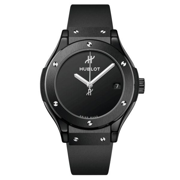 Hublot Classic Fusion Original Black Magic quartz watch black dial black rubber strap 33 mm 581.CX.1270.RX.MDM