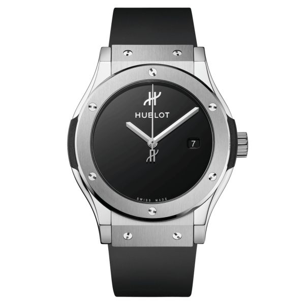 Hublot Classic Fusion Original Titanium automatic watch black dial black rubber strap 42 mm 542.NX.1270.RX.MDM