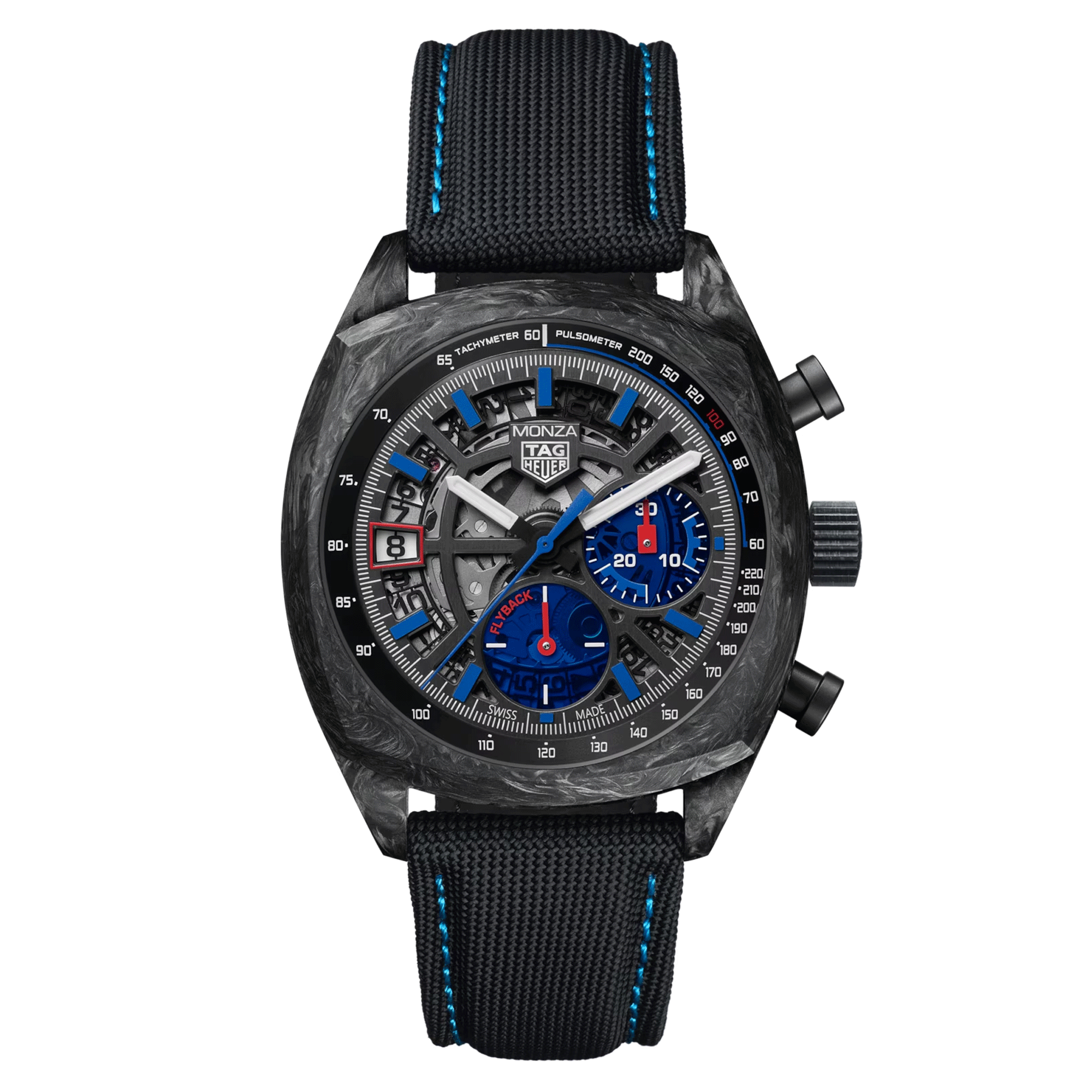 TAG Heuer Monza Flyback Chronometer automatic watch skeleton dial black rubber strap 42 mm CR5090.FN6001
