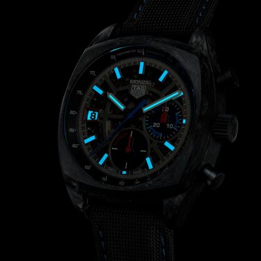 TAG Heuer Monza Flyback Chronometer automatic watch skeleton dial black rubber strap 42 mm CR5090.FN6001