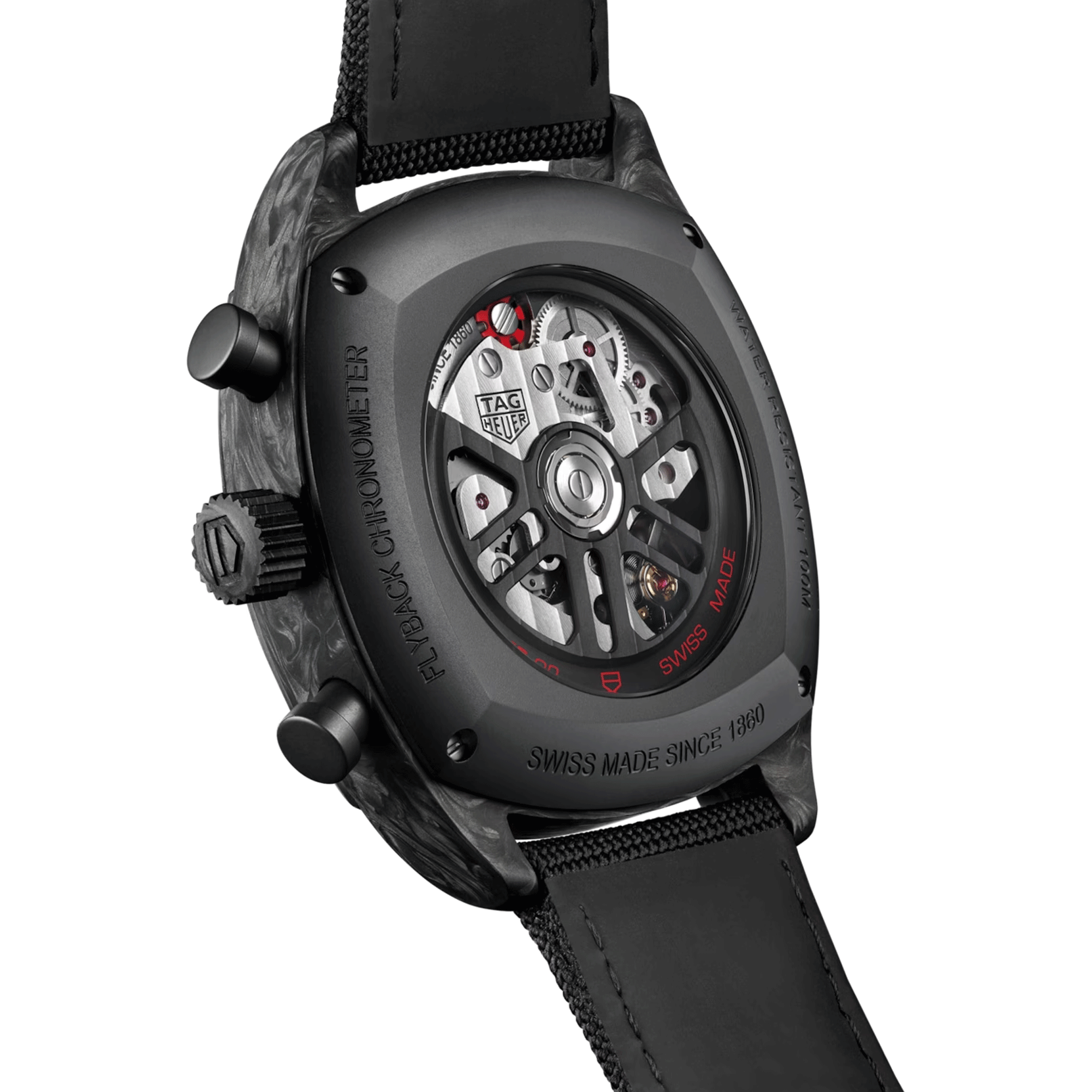 TAG Heuer Monza Flyback Chronometer automatic watch skeleton dial black rubber strap 42 mm CR5090.FN6001