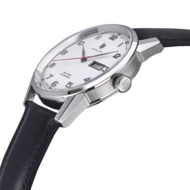 Montre Lip Himalaya Automatique cadran blanc bracelet cuir noir 40 mm