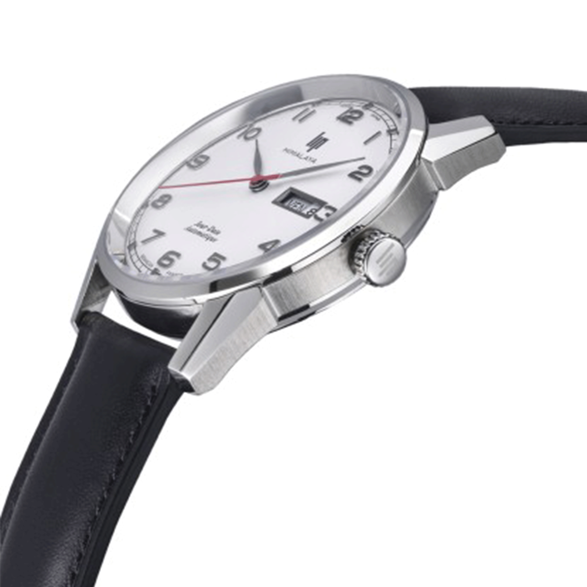 Montre Lip Himalaya Automatique cadran blanc bracelet cuir noir 40 mm